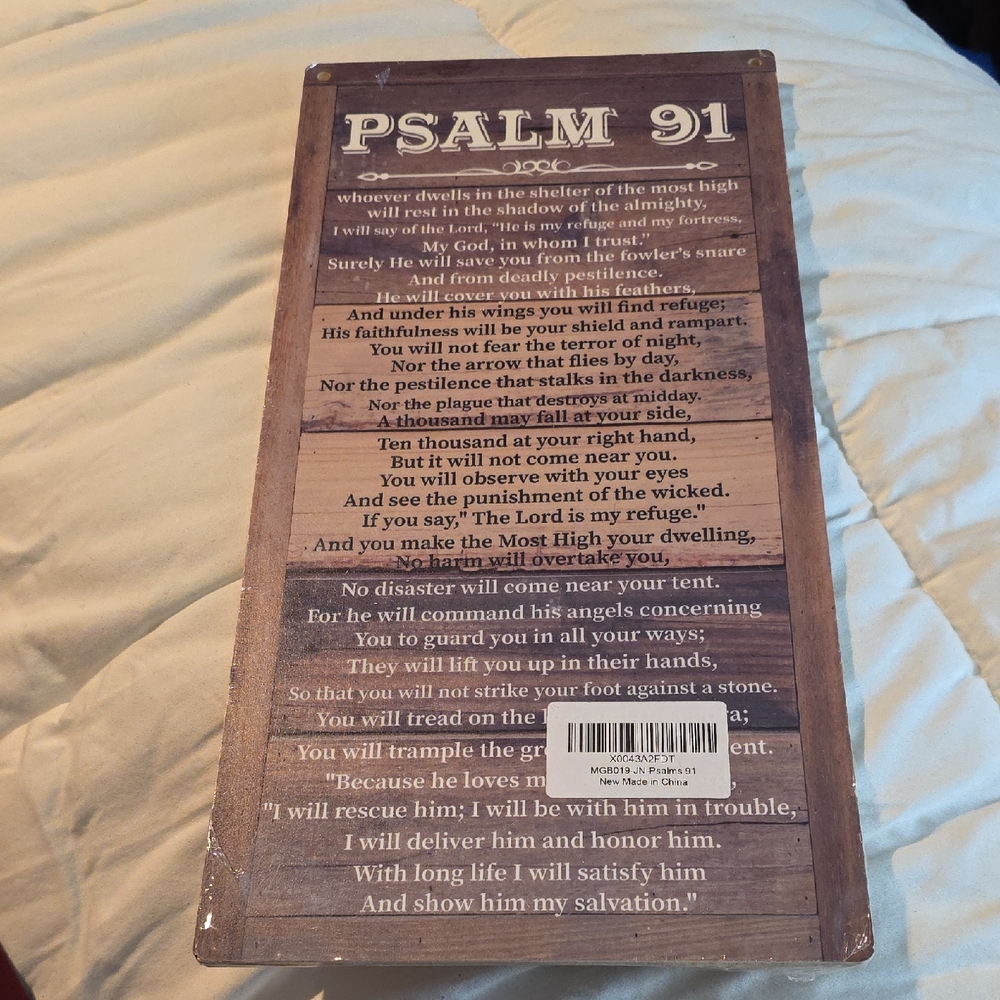 Psalm 91 Wooden Wall Art - Brown Rustic Scripture Plaque